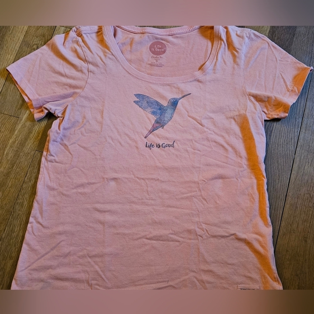 Life is Good Scoop Neck Hummingbird Tee